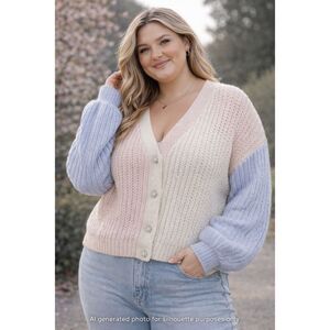 SO NWT 2X Pastel Colorblock Soft Embrace Cardigan Trendy Cozy Knit Soft Chic